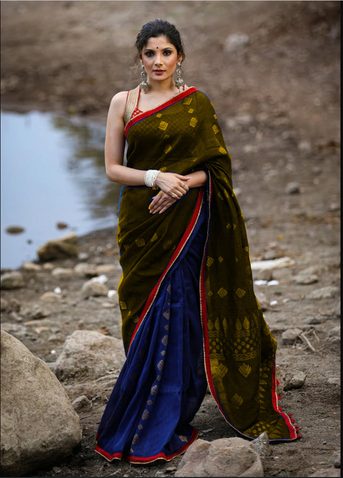 Cotton Handloom Saree - Dailybuyys