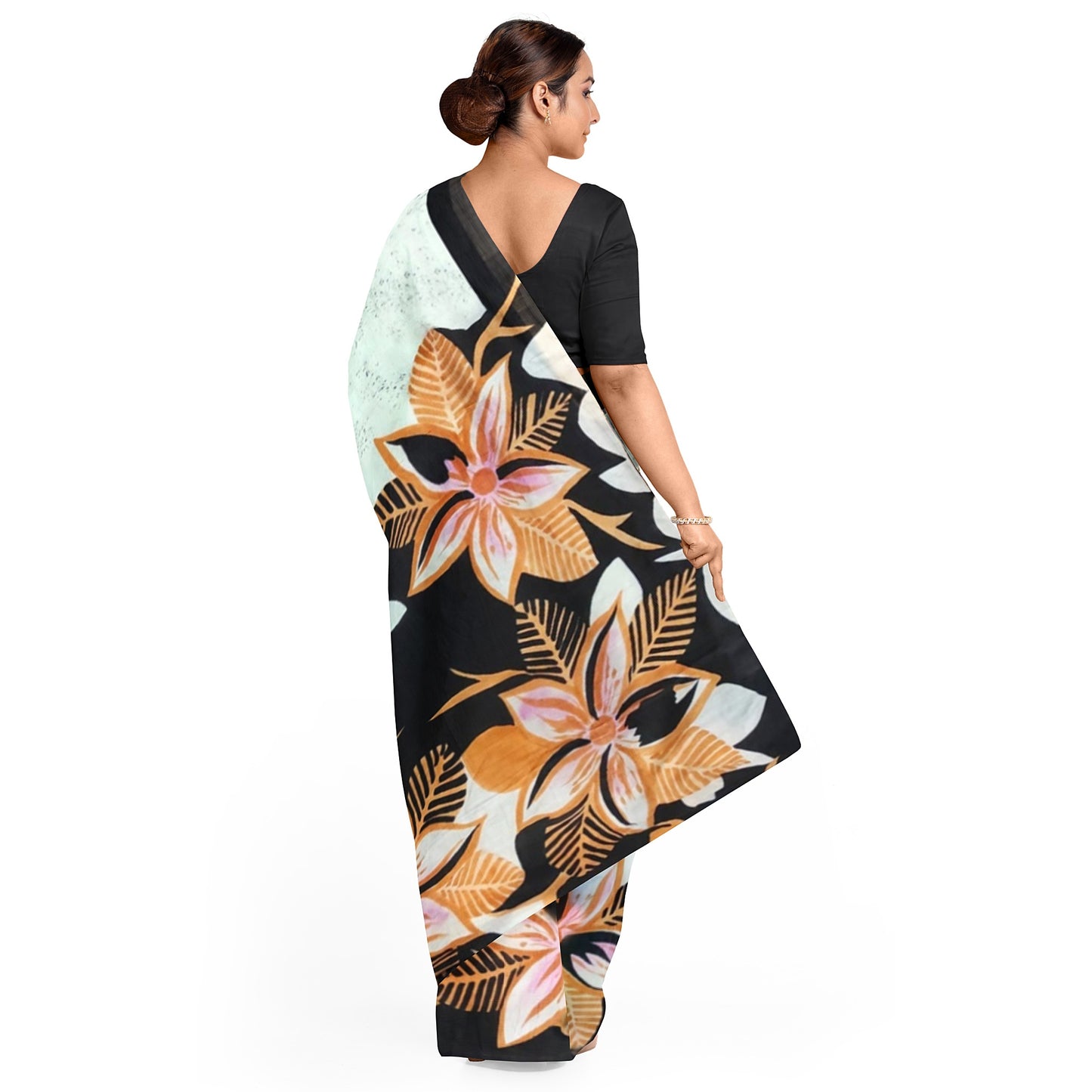 White and Black Hand painted Pure Silk Mark Certified Bishnupuri Silk Sarees - Dailybuyys