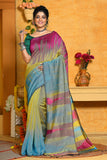 Multi Color Sequins Handloom Ikkat Cotton Saree