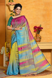 Multi Color Sequins Handloom Ikkat Cotton Saree
