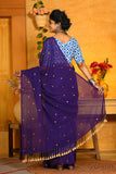 Purple Solid Color Sequins Handloom Khadi Cotton Saree
