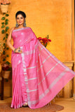 Pink Color Based Khadi Handloom Cotton Saree