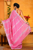 Pink Color Based Khadi Handloom Cotton Saree