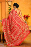 Red Wax Hand Painted Handloom Pure Silk Sarees