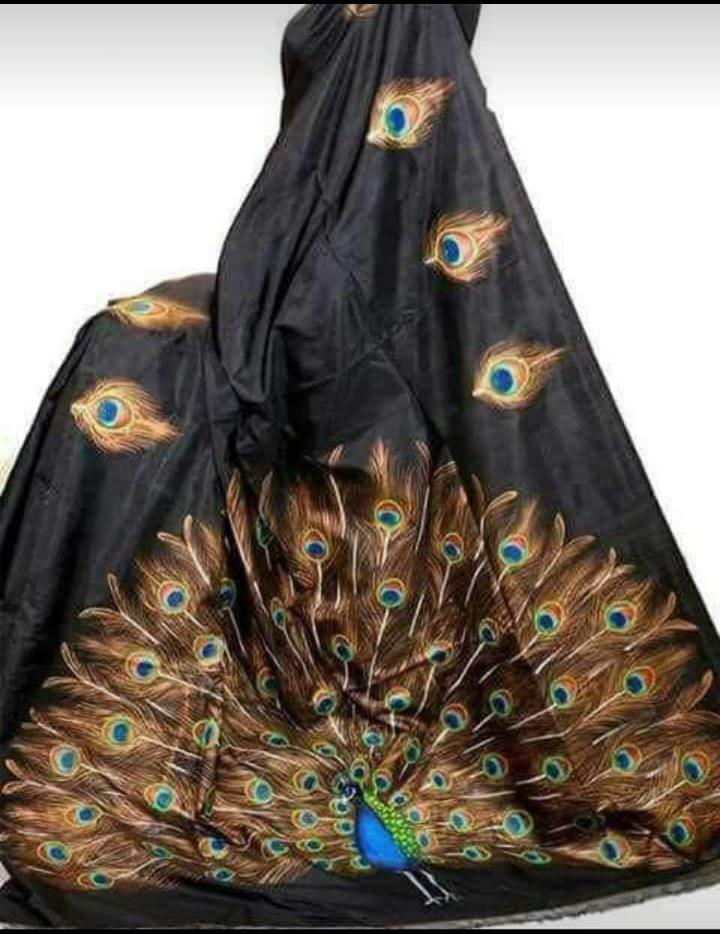 Black Hand Printed Pure Silk Mark Certified Bishnupuri Silk Sarees - Dailybuyys