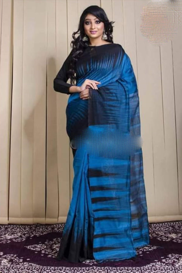 Blue Black Ikkat Sarees - Dailybuyys