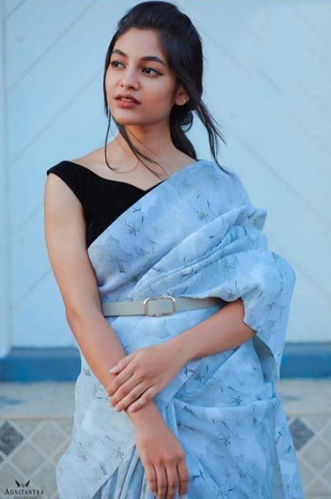 Blue Pure Digital Print Organza Sarees - Dailybuyys