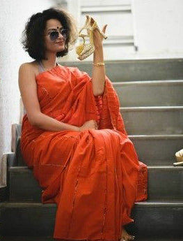 Orange Pure Cotton Khesh Sarees - Dailybuyys