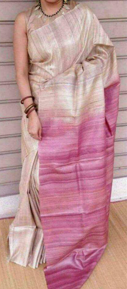 Grey Pure Silk Mark Certified Tussar Ghicha Silk Sarees - Dailybuyys