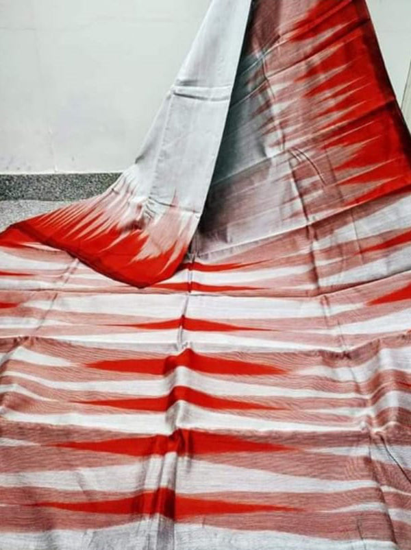 Beige Red Ikkat Sarees - Dailybuyys