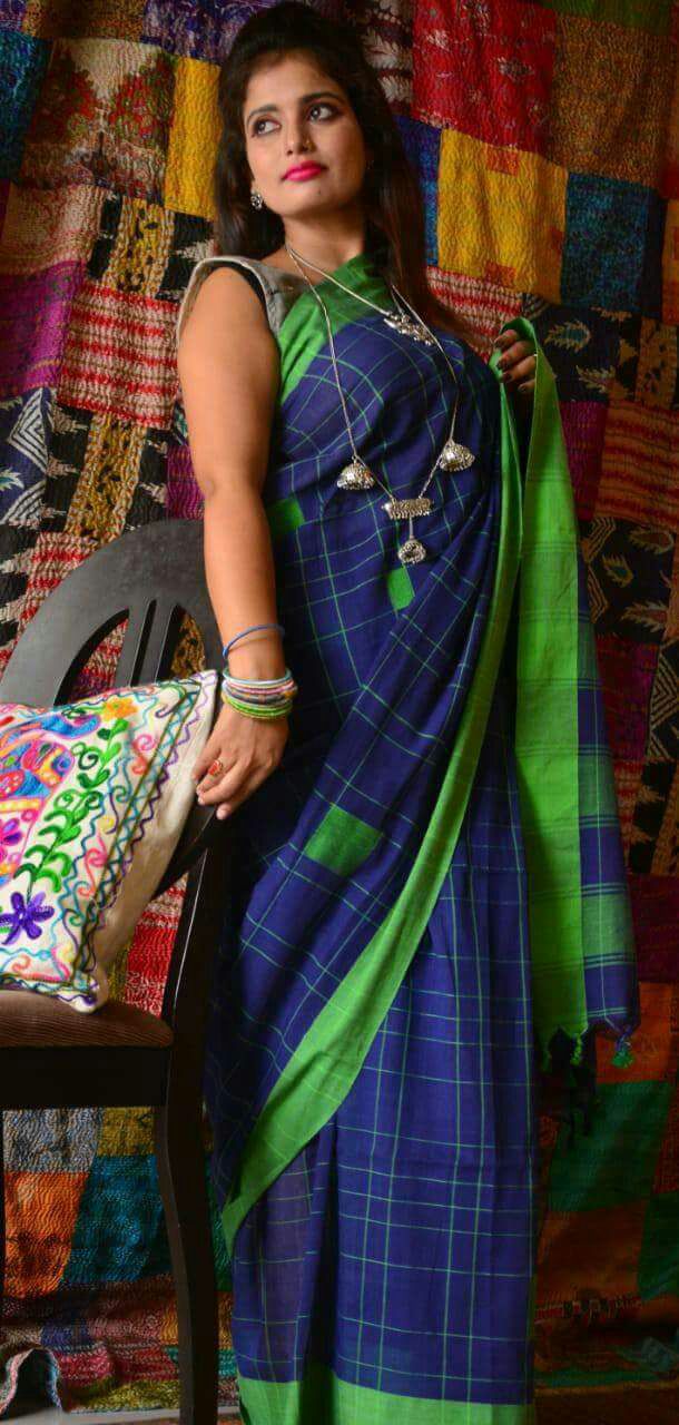 Blue Bengal Handloom Khadi Sarees - Dailybuyys