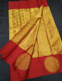Red Yellow Kanjivaram Silk Sarees  Gold Pattern