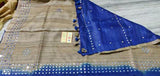 Blue Pure Mirror Work Pure Silk Mark Certified Tussar Ghicha Silk Sarees