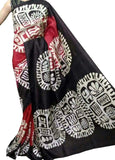 Black Hand Painted Pure Silk Mark Certified Bishnupuri Silk Sarees