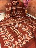 Brown Hand Painted Pure Silk Mark Certified Bishnupuri Silk Sarees