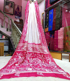 Pink Hand Painted Pure Silk Mark Certified Bishnupuri Silk Sarees