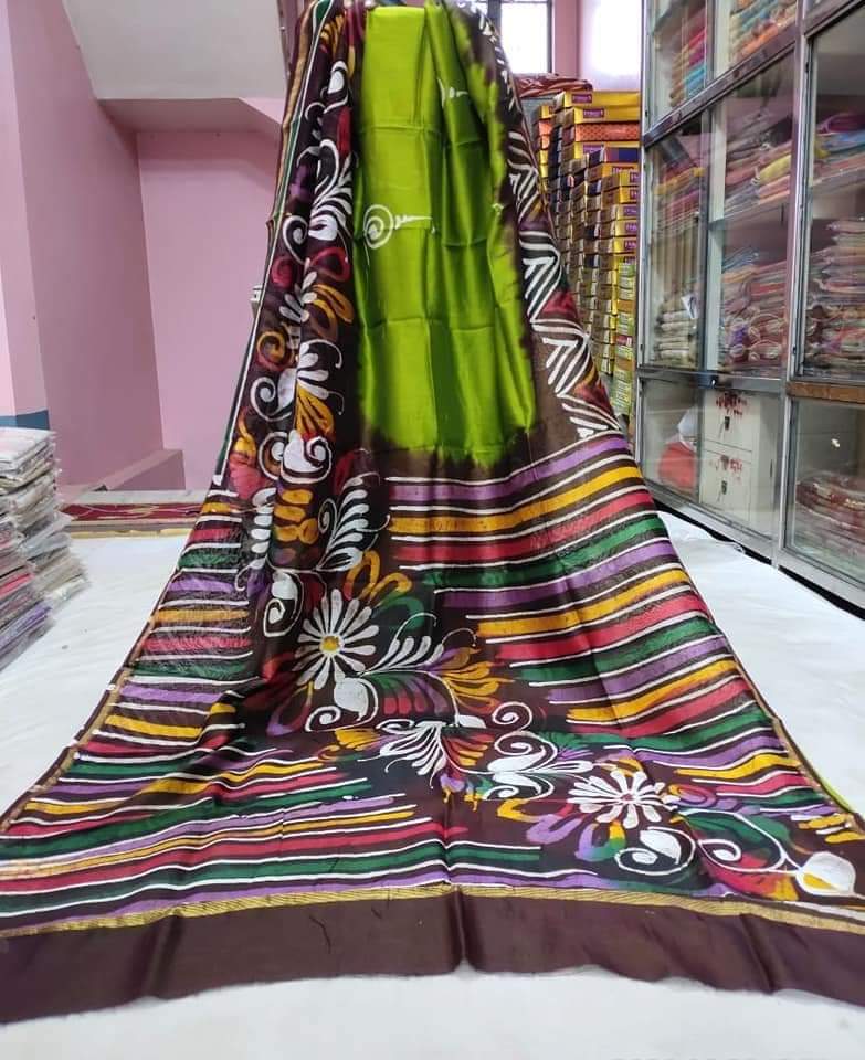 Green Hand Painted Pure Silk Mark Certified Bishnupuri Silk Sarees - Dailybuyys