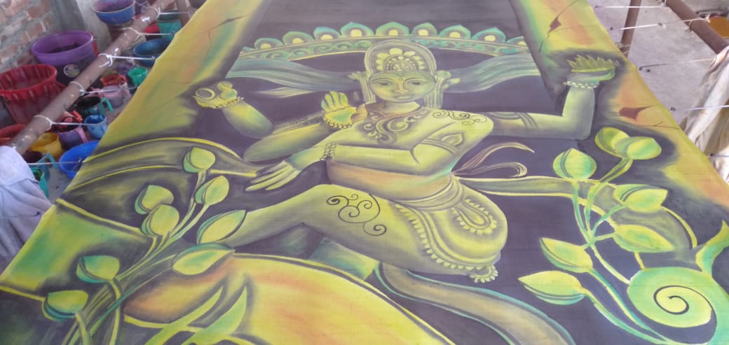 Green Hand Printed Pure Silk Mark Certified Bishnupuri Silk Sarees - Dailybuyys