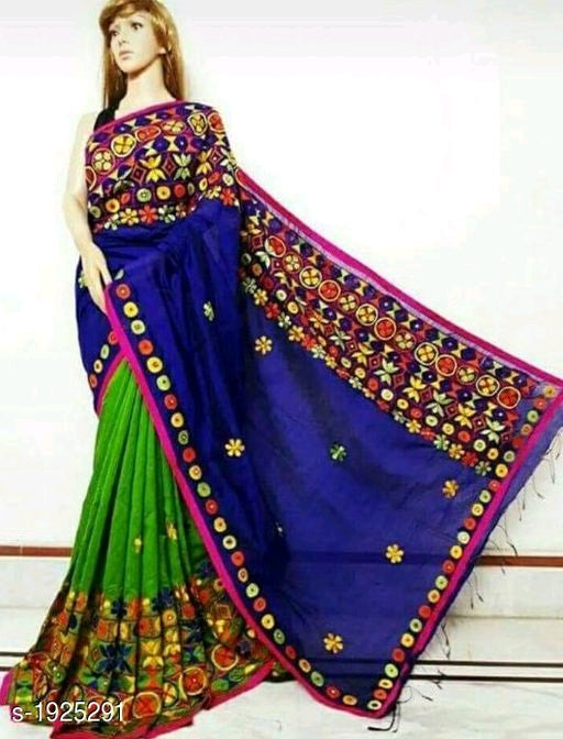 Blue Green Kathiawari Sarees - Dailybuyys