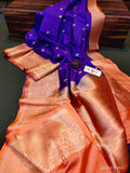 Purple & Orange Banarasi Katan Silk