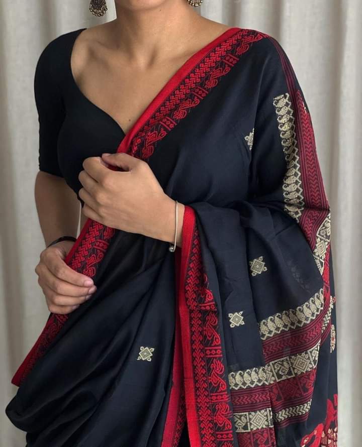 Deep Blue Handloom Khadi Sarees - Dailybuyys