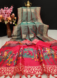Beige Pink Shades Handwoven Pure Raw Silk Sarees