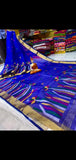 Royal Blue Pure Silk Mark Certified Muslin Jamdani Sarees
