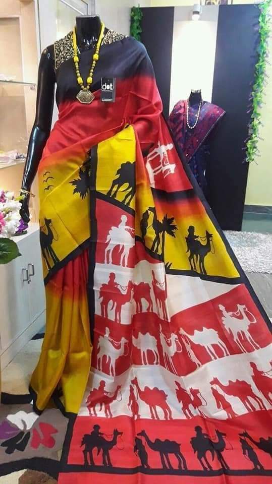 MultiColour Hand Painted Pure Silk Mark Certified Bishnupuri Silk Sarees - Dailybuyys