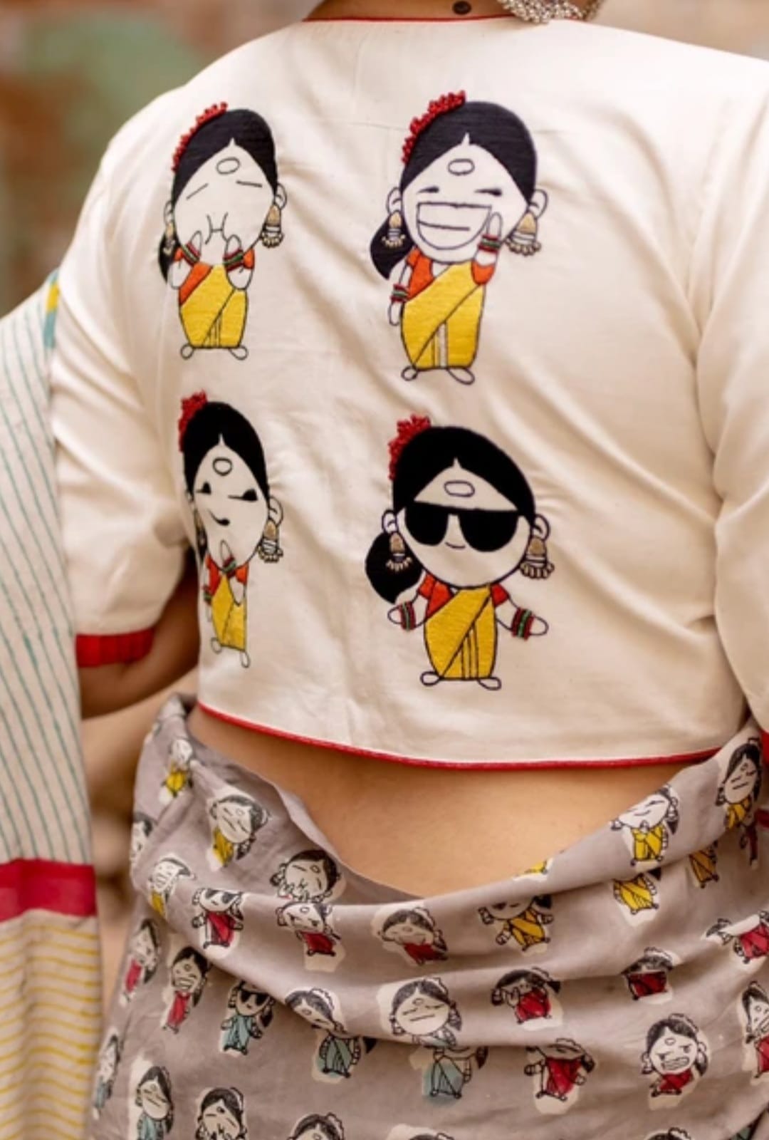 Beige MultiColour Block Printed Pure Silk Mark Certified Bishnupuri Silk Sarees - Dailybuyys