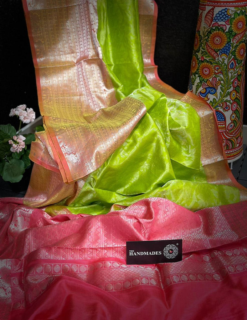 Kelly Green Designer Gadwal Pure Silk Sarees