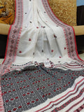 White Merserize Khadi Begumpuri Handloom Sarees