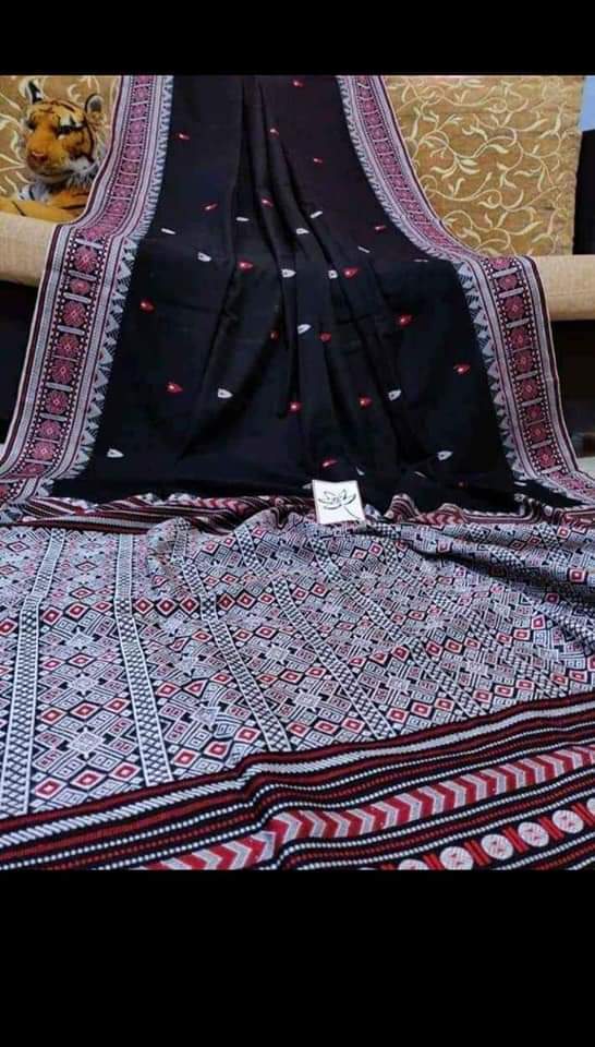 Black Merserize Khadi Begumpuri Handloom Sarees - Dailybuyys