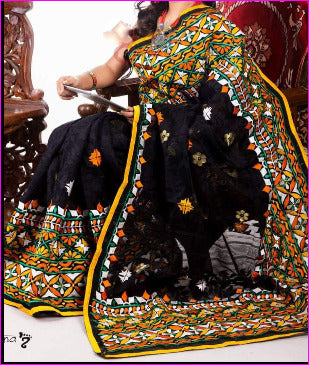 Black Dhakai Kathiawari Sarees - Dailybuyys