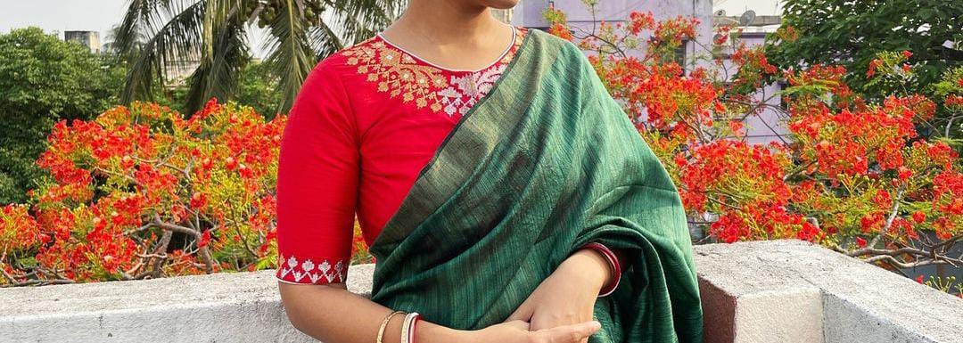 Red Embroidered Back Blouses - Dailybuyys