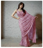 Light Blush Pink Sequence Party Wear Sarees