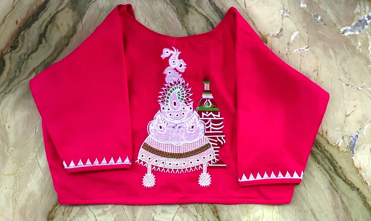 hot pink beautiful embroidery design blouse - Dailybuyys