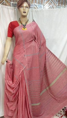 Pink Pure Cotton Khesh Sarees - Dailybuyys