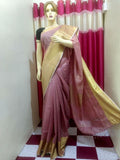 Pink Golden Handloom Ghicha Sarees