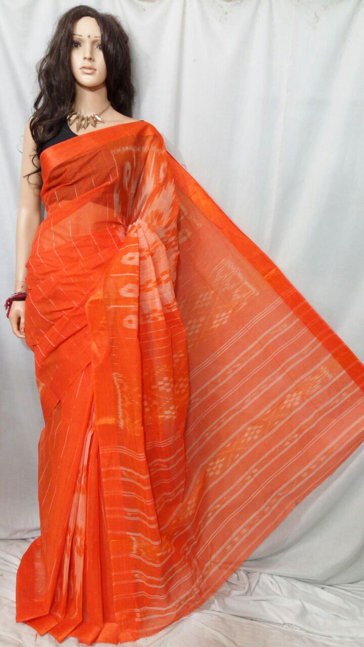 Orange Dhanekhali Tant Sarees - Dailybuyys