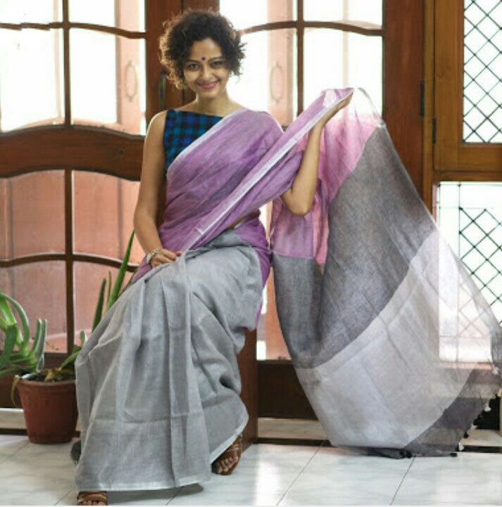 Grey Moklin Sarees - Dailybuyys