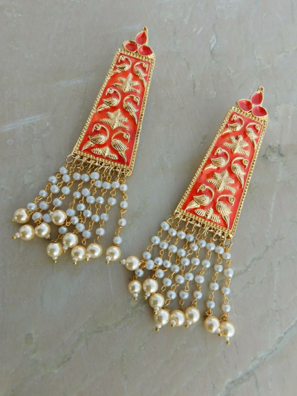 Orange Moti Earrings - Dailybuyys