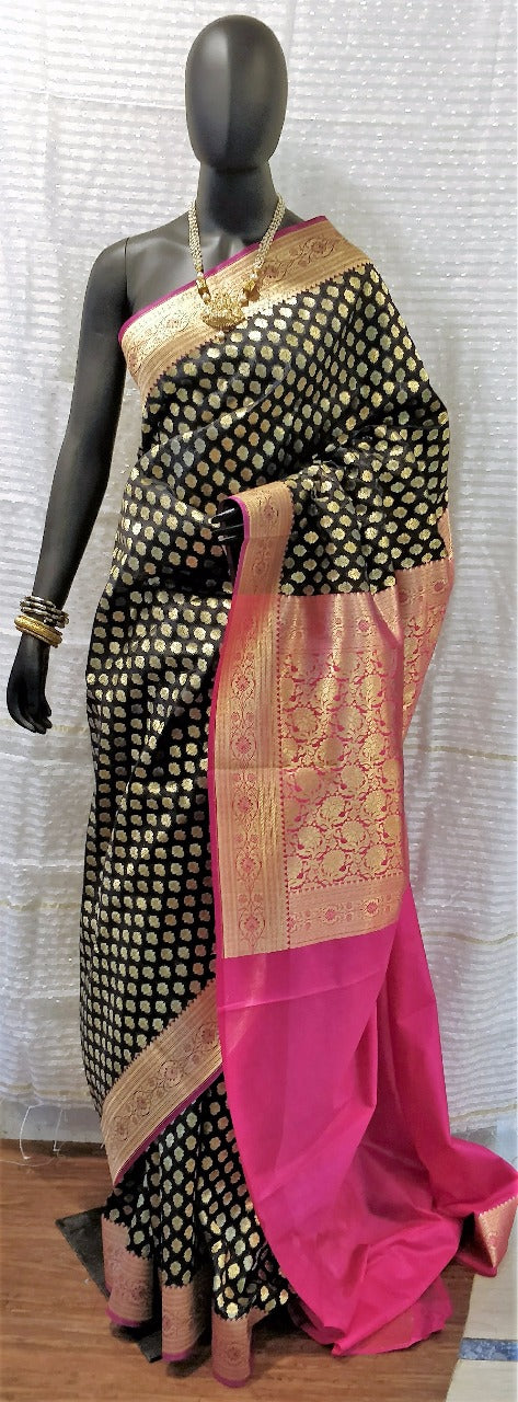 Black Banarasi Silk Sarees - Dailybuyys