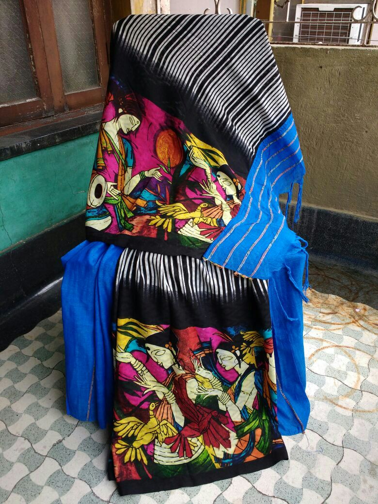 Blue Black Khesh Sarees - Dailybuyys