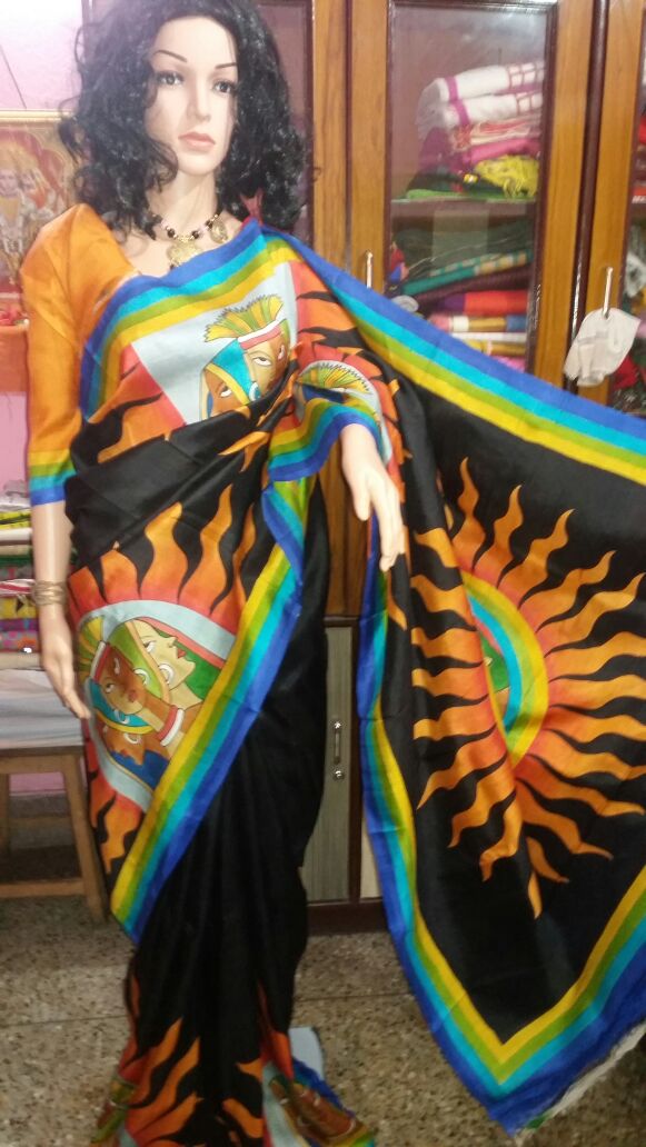 Black Pure Silk Mark Certified Murshidabad Silk Sarees - Dailybuyys