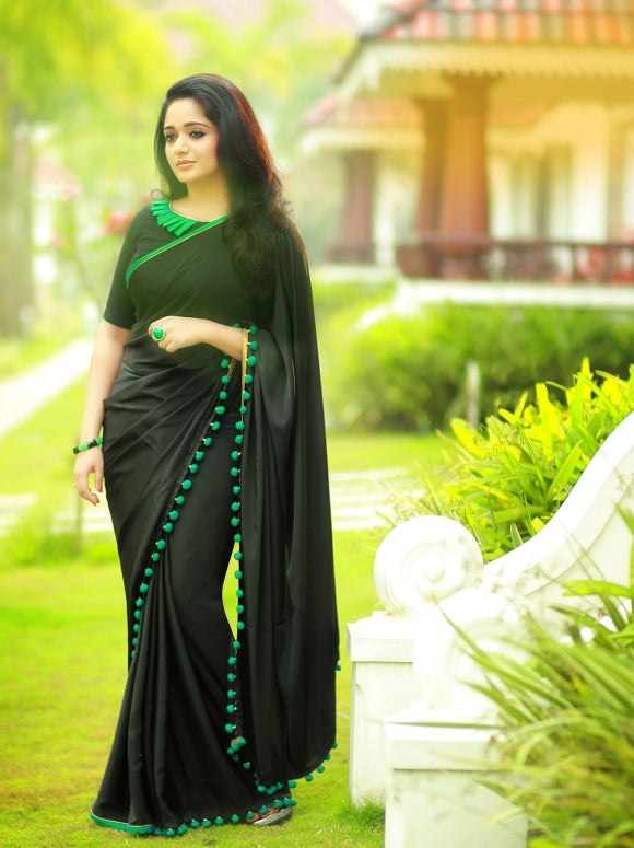 Green Pure Linen Sarees - Dailybuyys