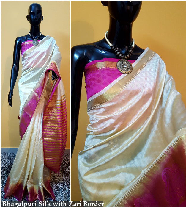Beige Pink Kanjivaram Silk Sarees - Dailybuyys