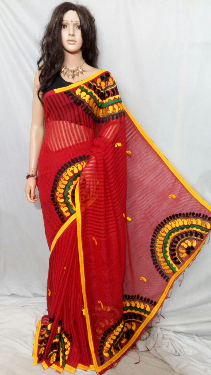 Red Kathiawari Sarees - Dailybuyys