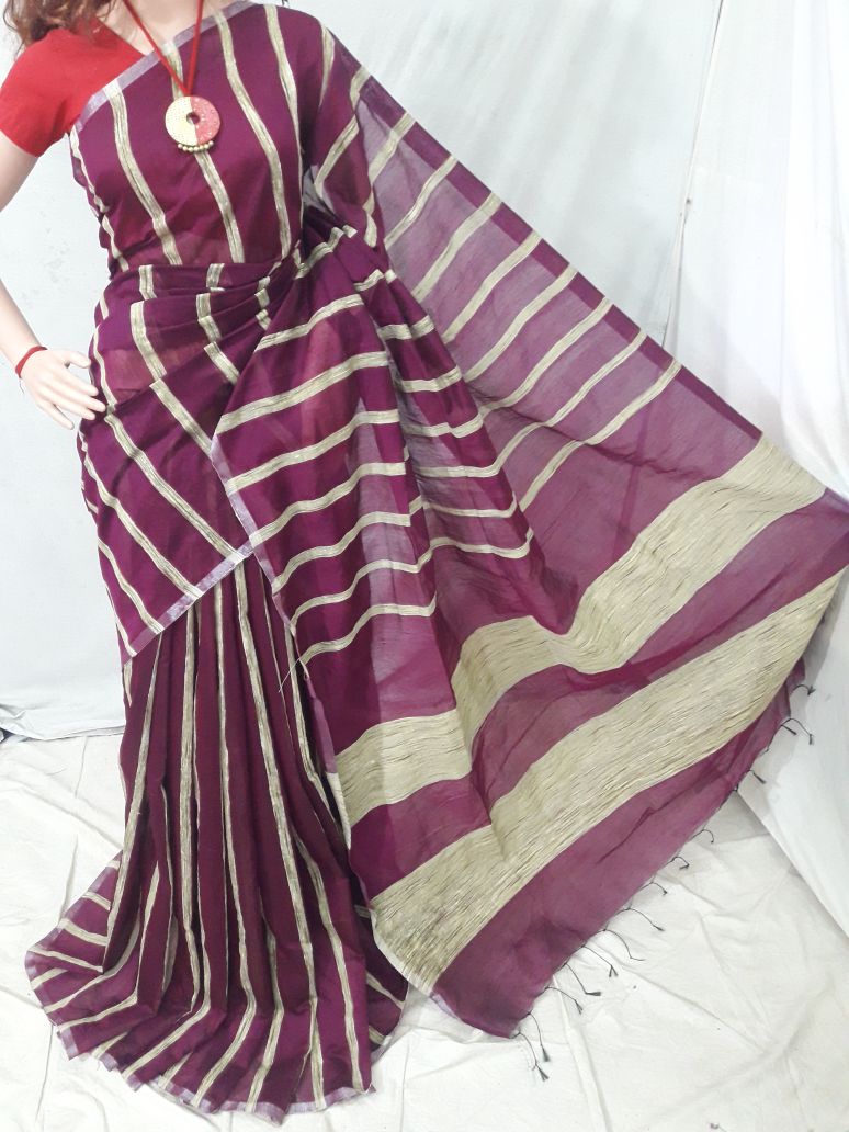 Purple Handloom Ghicha Sarees - Dailybuyys