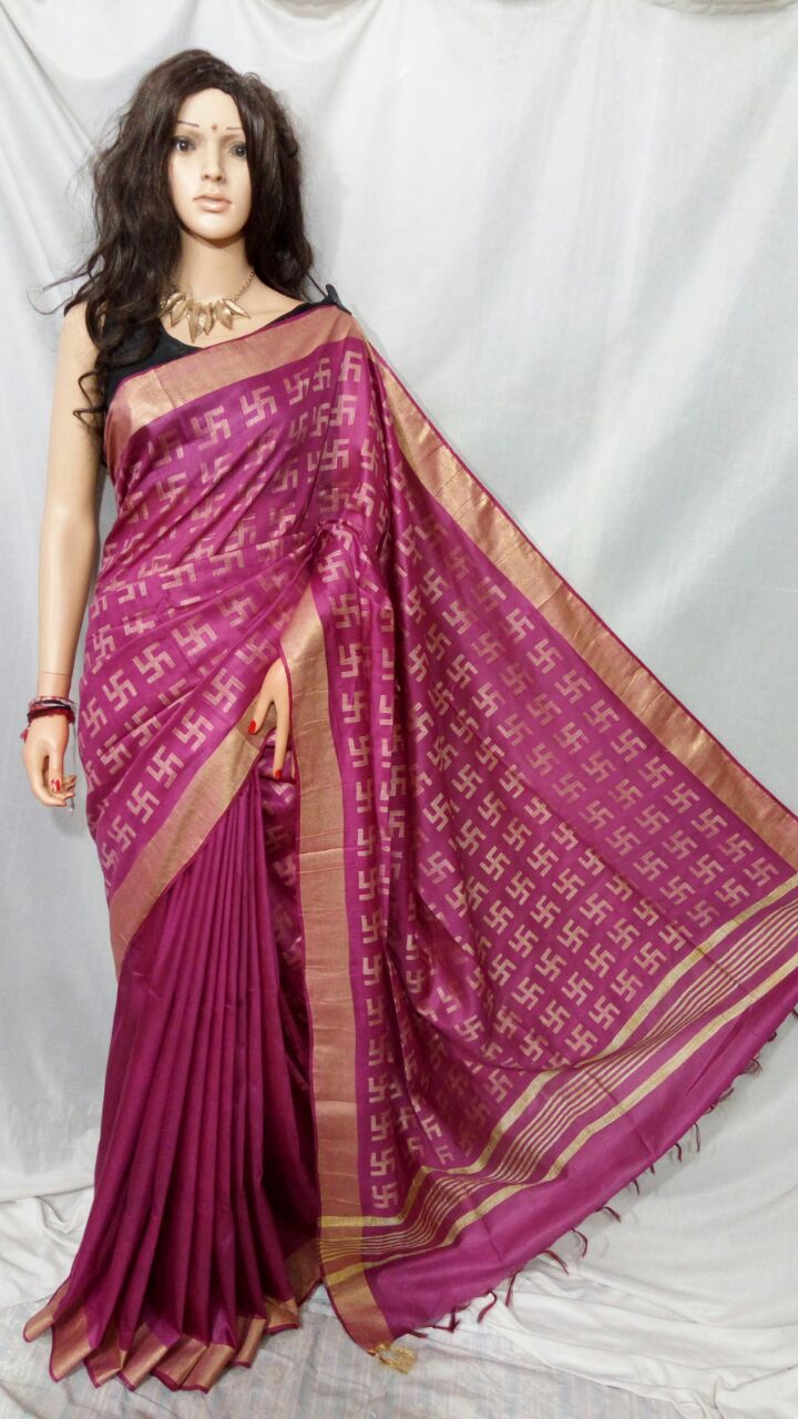 Purple Bhagalpuri Silk Sarees - Dailybuyys