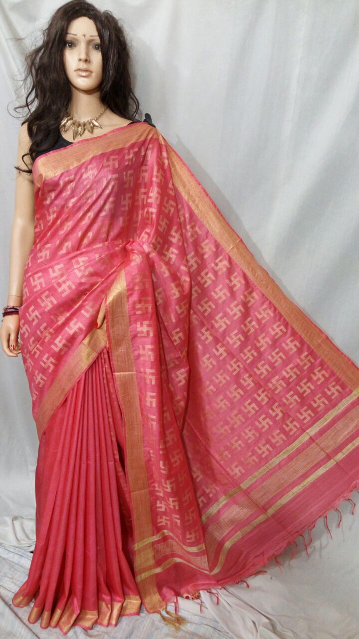 Pink Bhagalpuri Silk Sarees - Dailybuyys